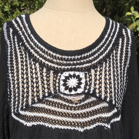 FINAL MARKDOWN Free People Crochet Waffle Knit Top - Picture 5 of 8